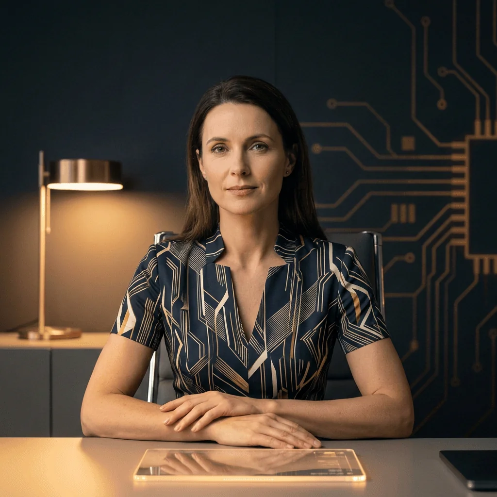 KI-generiertes Porträt: Lena, virtuelle KI-Assistentin für Backoffice – keine reale Person